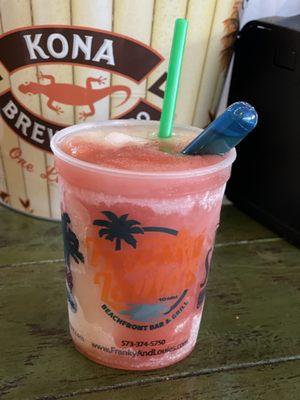 Pain in the A** ~ frozen pina colada and rum runner in the same cup with a floater.