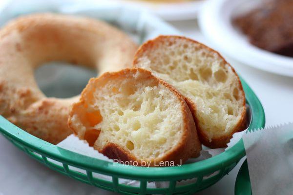 Inside of Pan de Bono ($2 each) - it's ok. Texture is a bit dry.