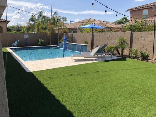 Backyard looks great and completes our pool.