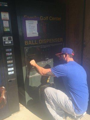 Buy tokens inside, get balls outside