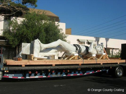 We used a heavy duty skid to safely package and ship this wax Statue of David for a wax museum in Buena Park, CA.