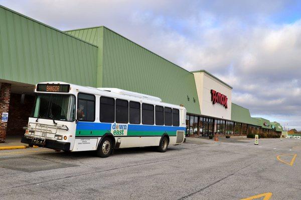 Downeast transportation bus stop at the Maine Coast Mall