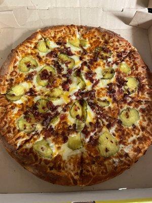 Pickle bacon ranch pizza.