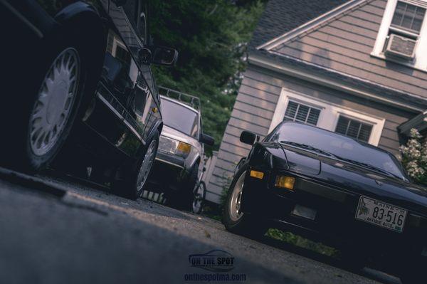 A fleet of classic cars at our clients home, ready to be washed.