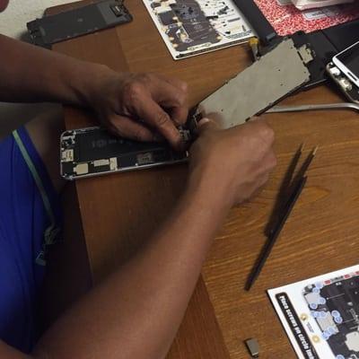 When you're good, you can fix phones anywhere!  Mobile repair rocks!