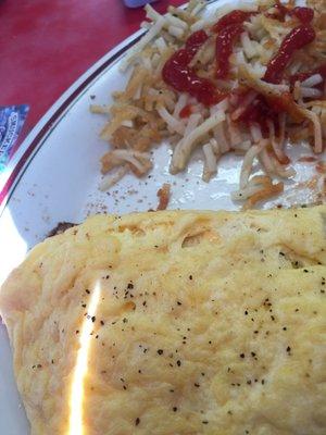 veggie omelette and hash browns