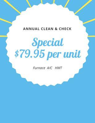 Clean and Check Seasonal Special!!!