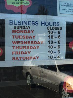 Great service and pretty good guys here. These are their hours.