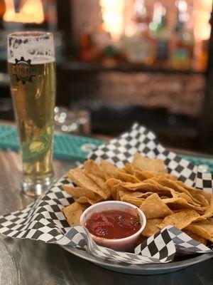 Cumin chips and salsa. Hands down the best salsa I've ever had. It was unique with a hint of smokiness and a little kick