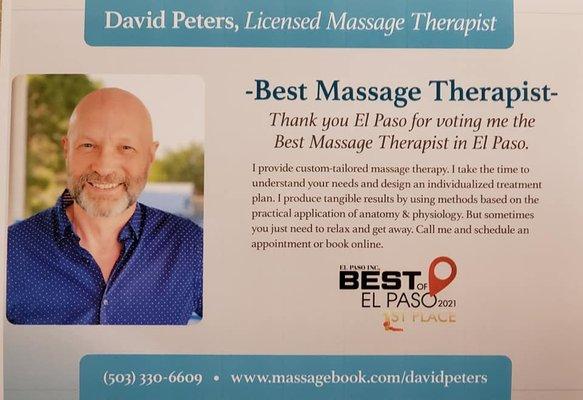 Voted Best Massage Therapist in El Paso