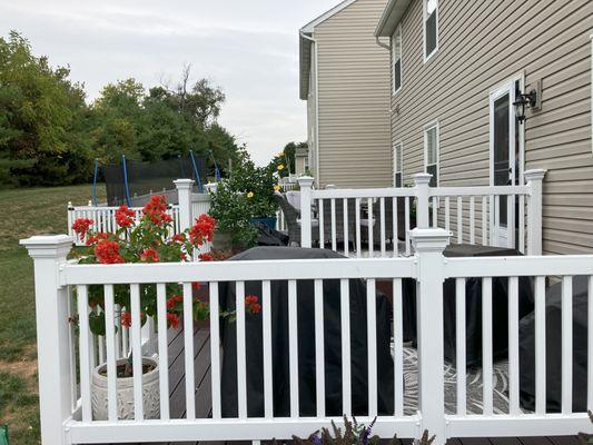 Replaced wooded railings with vinyl and solar lights