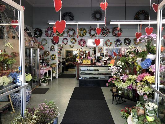 Our store decorated for Valentine's Day! XOXO