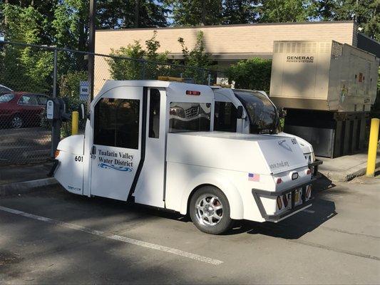 Electric powered meter reading vehicles