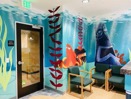 Our waiting area makes you feel like you're under water!