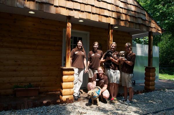 The crew outside of the "Yosemite Cabin" where small dogs love to stay!