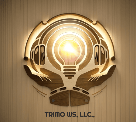 remote jobs,TRIMO Working Solutions employment agency,business logo,outstretched hands,glowing lightbulb,customer service headset with mic