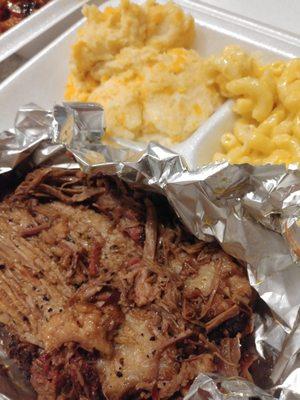 Brisket dinner with garlic cheddar mashed potatoes