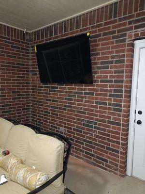 TV install to brick wall