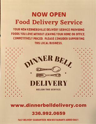 Now Open Dinner Bell Delivery