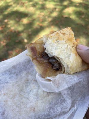 Onion and raised hand pie