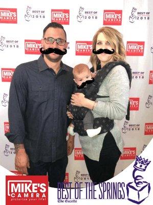 Goofing around at The Gazette's Best of Springs Awards Ceremony 2018 - Owner's Andy and Lauren Aguirre, and their 4th baby!