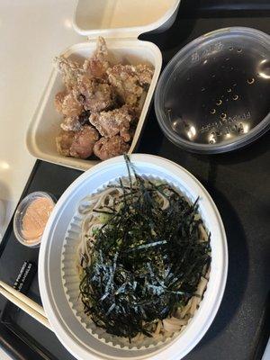 Zaru soba and Kara age fried chicken