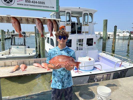 Red snapper at the filet table from the charter boat Slay Ride with Destin Inshore Fishing Company.