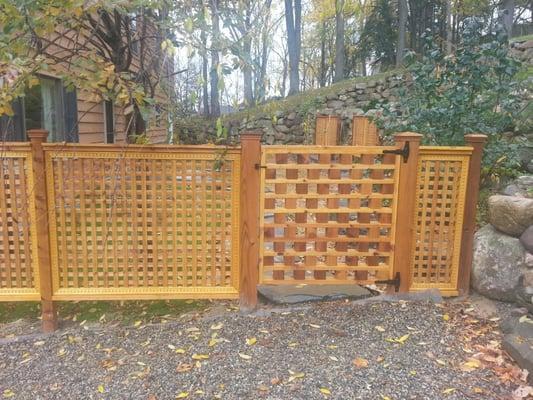 Custom Wood Fence/Gate. Designed by Lotus Gardenscapes of Ann Arbor, built and installed by Allen Brothers!