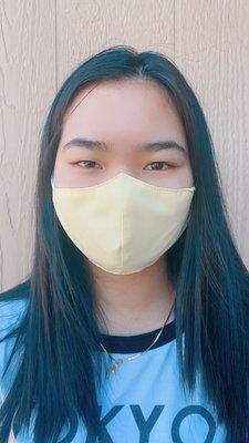 beautiful pastel mask made by Thuy using recycled clothing!