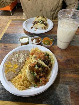 Taco Plate, Tacos, Horchata