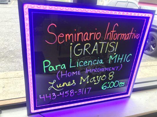 Free Seminar in SPANISH for MHIC License! Calling all Small Business Owners working in this industry!