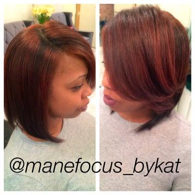 Natural hair, cut color and press