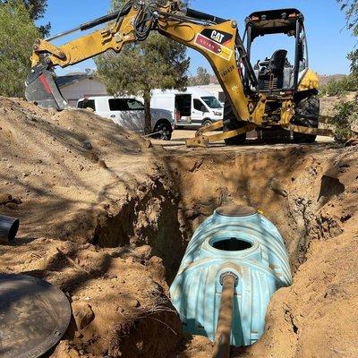 New septic tank installation.