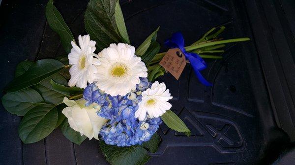 3 Bouquets for the children of a fallen officer so they could leave them at his gravesite. She did a perfect job!