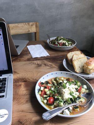 Delicious salad and bread