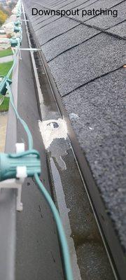 Gutter Downspout patching, sealant temporary fix