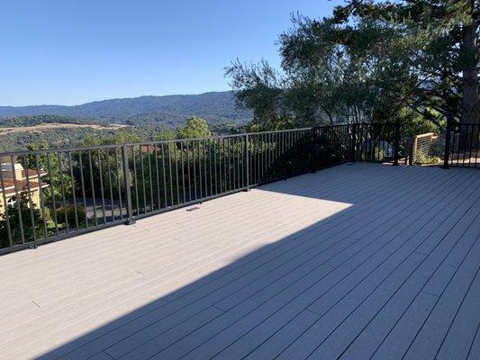 Our new Azek deck with aluminium railing. The overall deck is 700+ sq feet in size