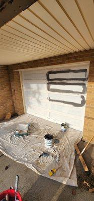 Garage wood door 
 prep / prime/ paint