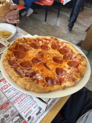 Small pepperoni pizza. My teenage son ate it all by himself.