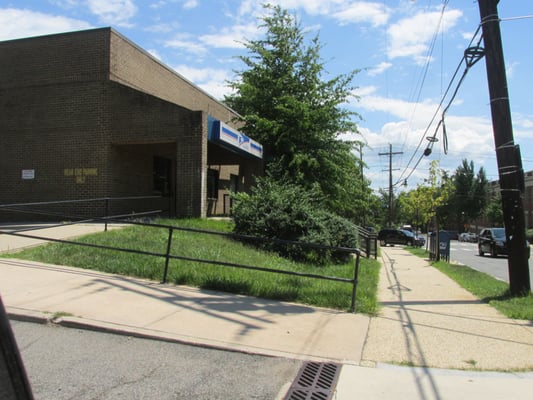 side view from parking lot entranceway