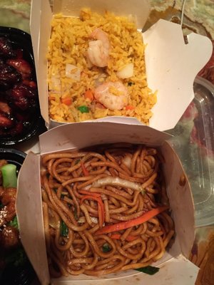 Shrimp fried rice and Veg Lo Mein. So good!