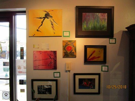 Local artwork on display and for sale.