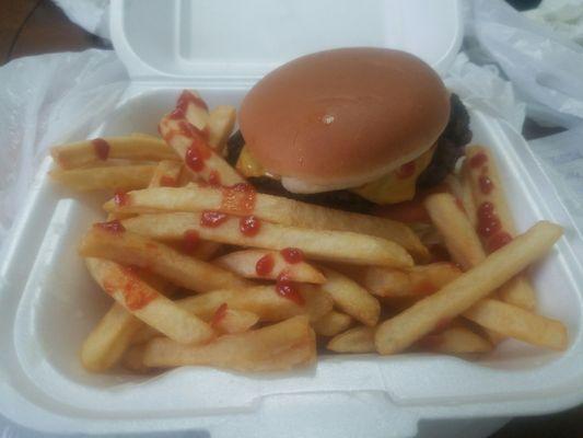 Famous burger and fries!