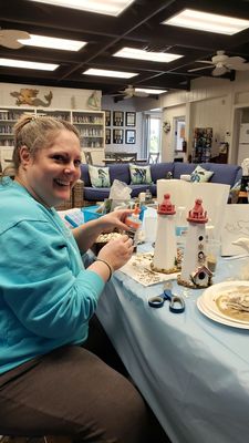 Candice,Activities Director,  assisting us with a craft project.