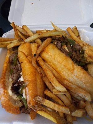 Large cheesesteak and FRESH french fries!