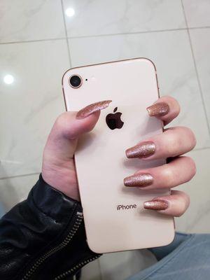 Color Champagne with coffin nails