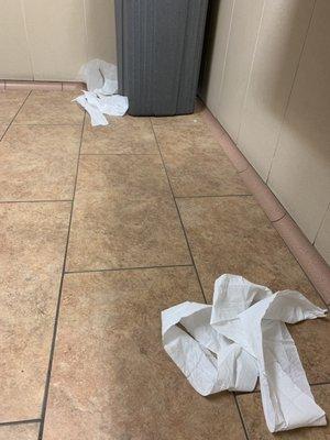 Toilet paper on the floor