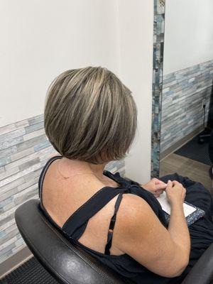 Short bob cut with baby lights!