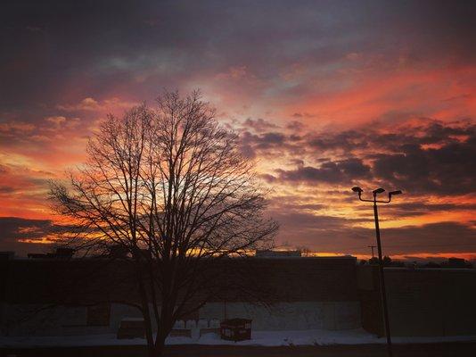 sunrise from hotel room window