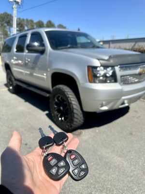 Cut/programmed 2 spare keys & fobs for a Chevy suburban